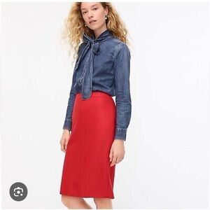 J Crew No. 2 Pencil Skirt in Double Serge Wool Cerise size 6